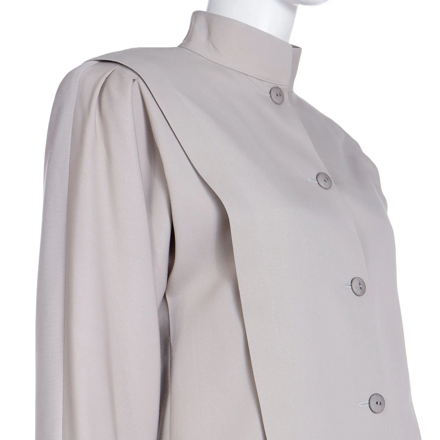 1980s Louis Feraud Neutral 2 Piece Skirt & Jacket Suit
