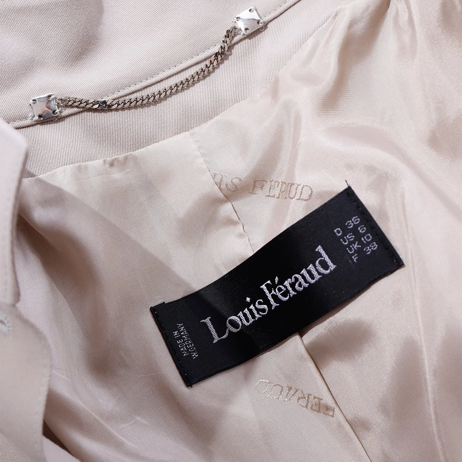 1980s Louis Feraud Neutral 2 Piece Skirt & Jacket Suit
