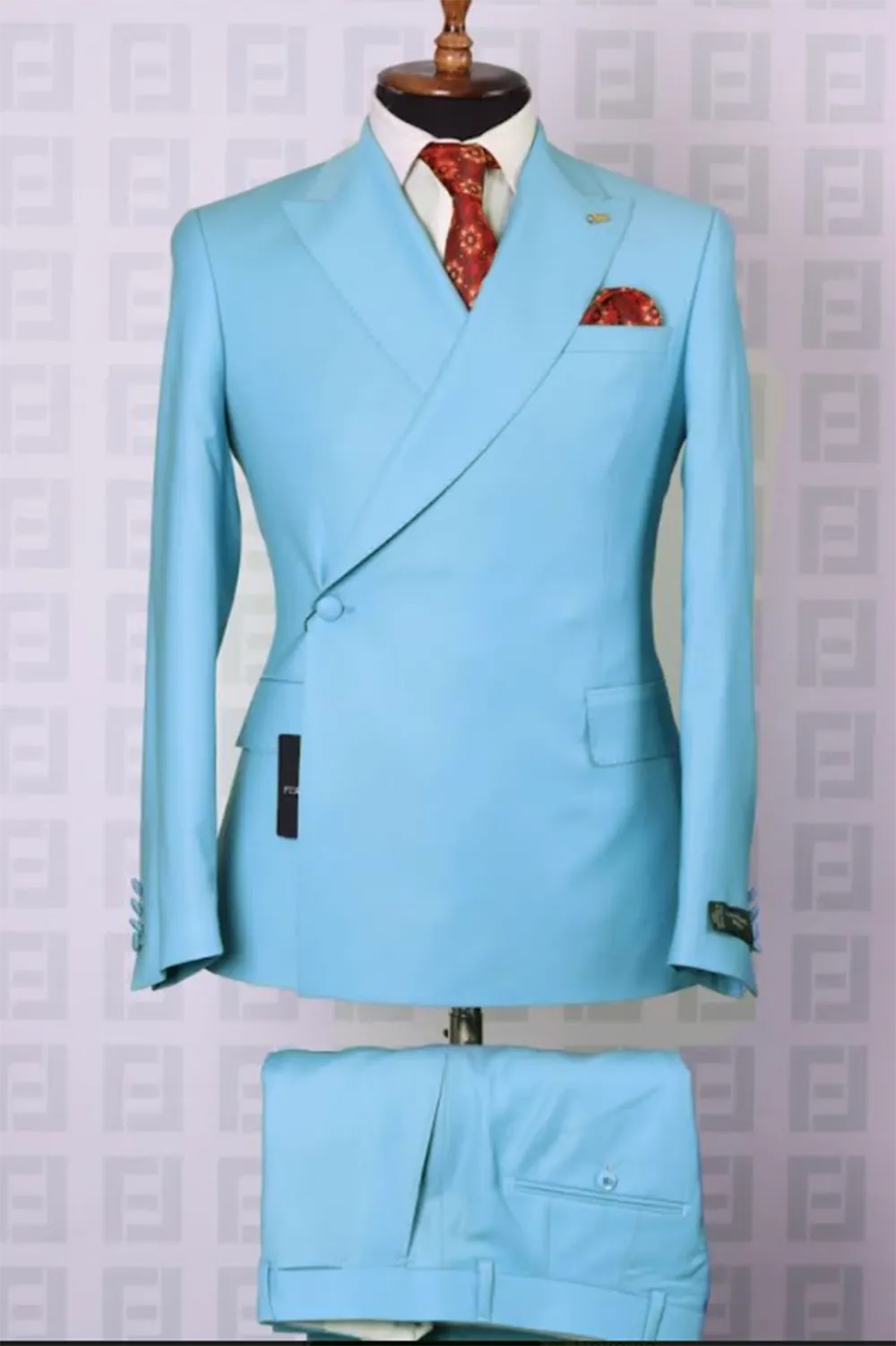 2 Pieces Gray/Blue Suits for Men CB10821