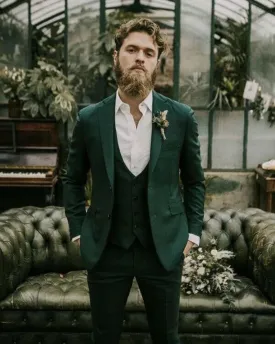 3 Pieces Dark Green Slim Fit Wedding Suit for Men , Formal Dress Prom Suit 2023(Jacket vest pants)