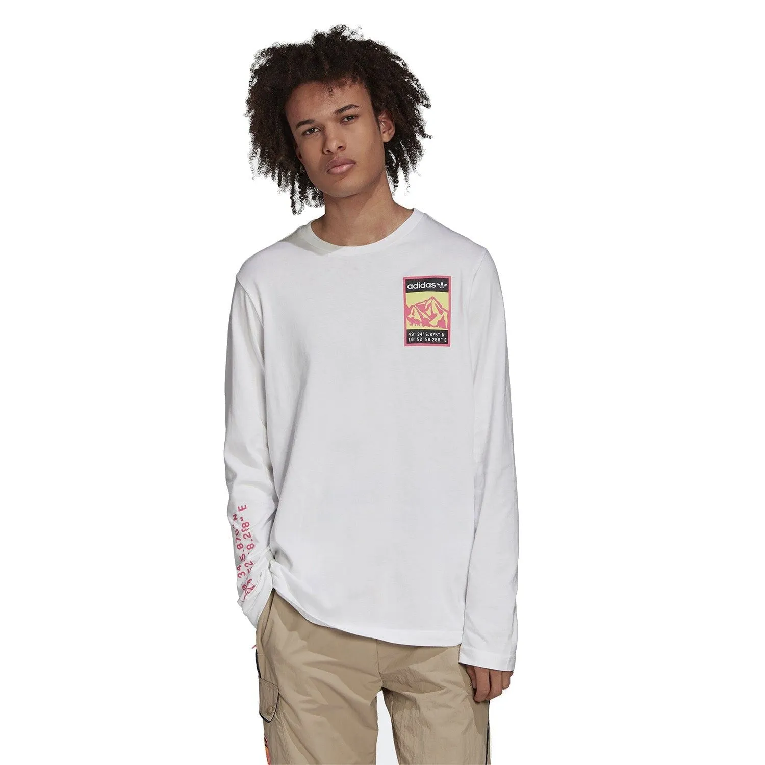 adidas Originals adiplore Long Sleeved Graphic T Shirt - White
