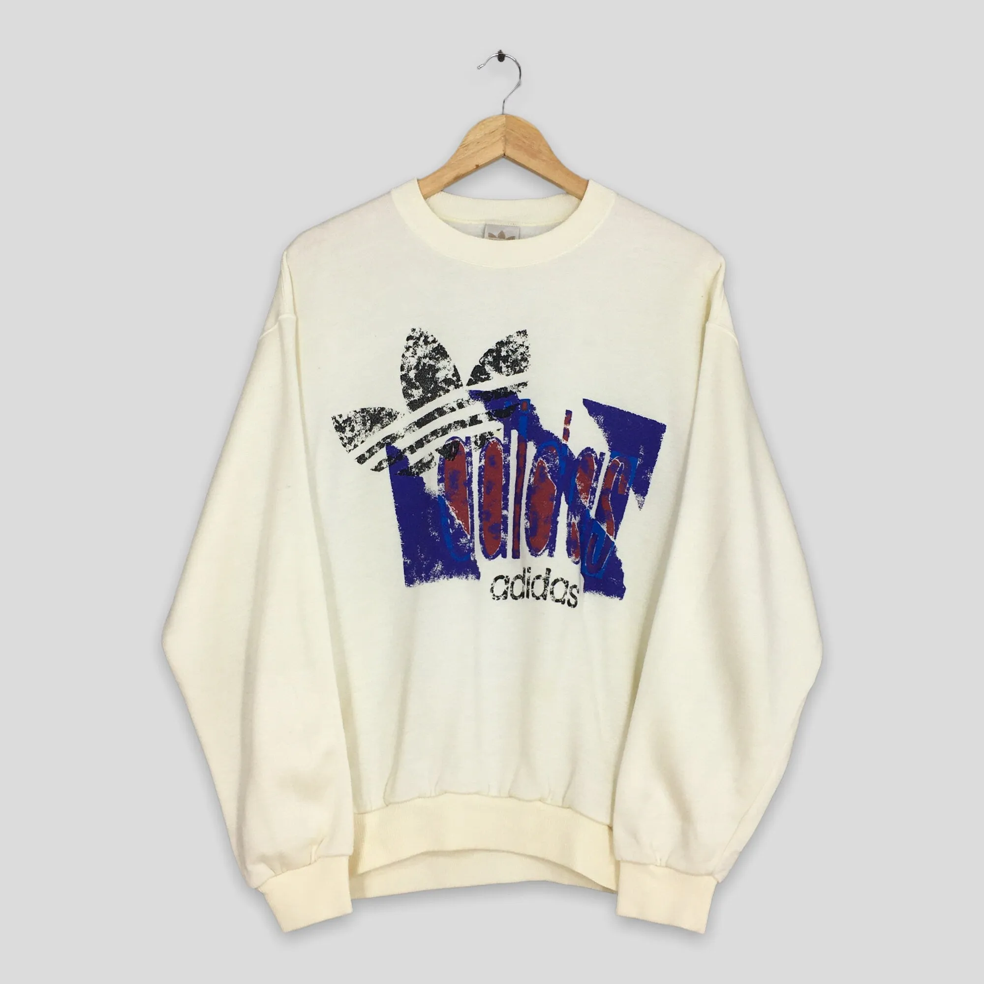 Adidas Trefoil White Sweatshirt Large