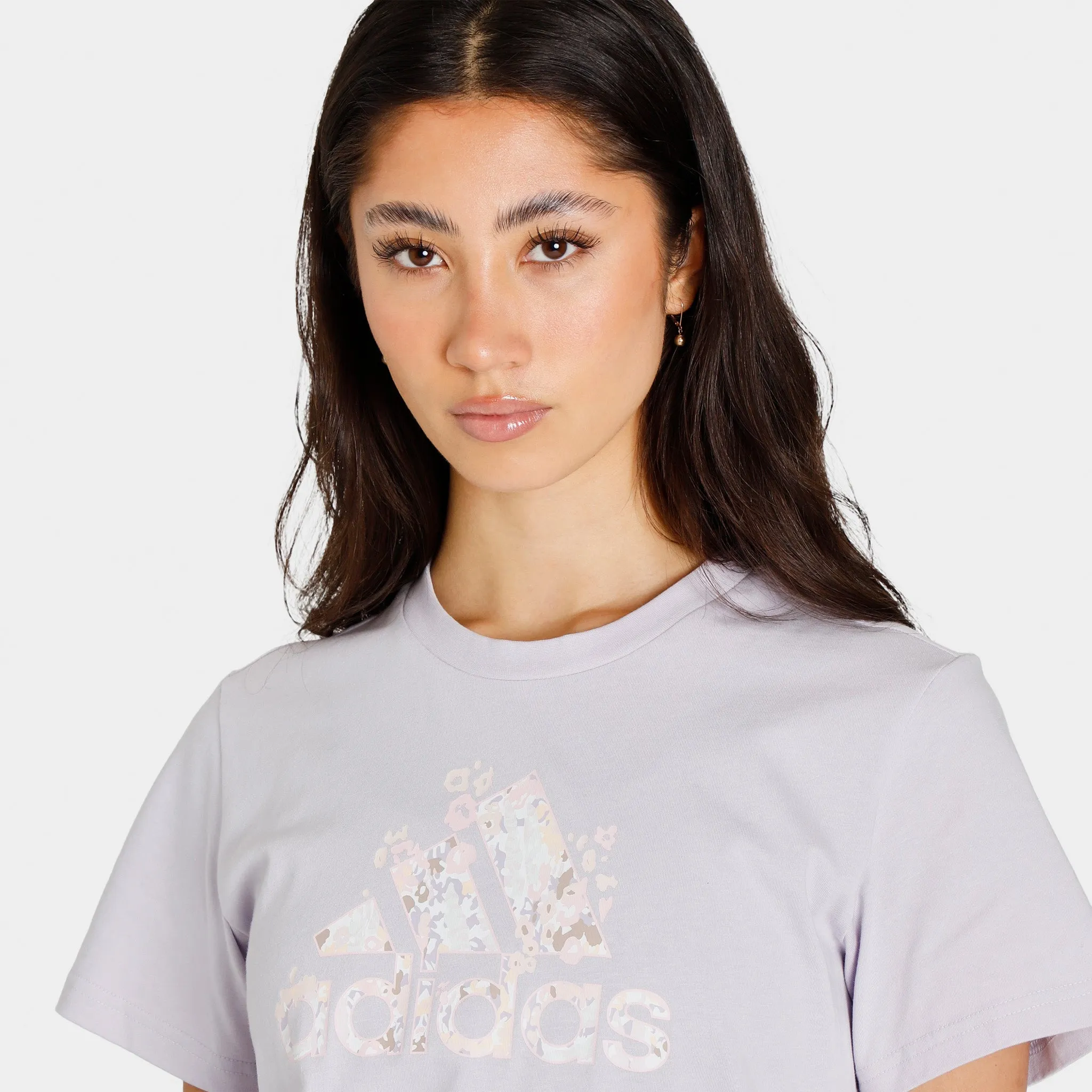 adidas Women's Floral Badge of Sport Graphic T-shirt / Silver Dawn