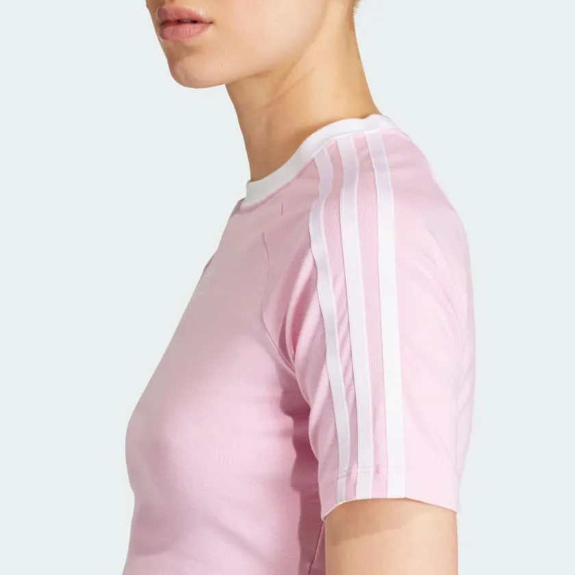Adidas Women's "3 Stripes" Cropped Tee - Baby Pink