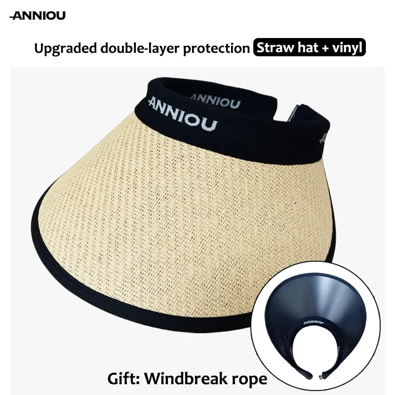 ANNIOU UV Protection Woven Straw Sun Visor