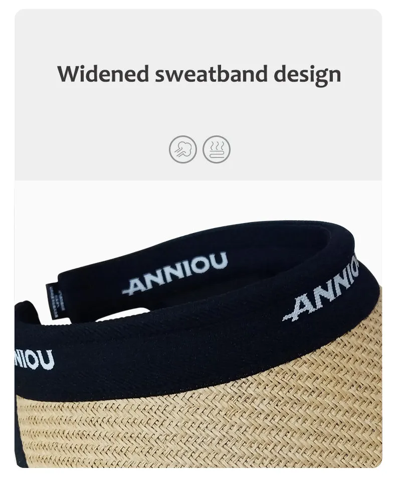 ANNIOU UV Protection Woven Straw Sun Visor