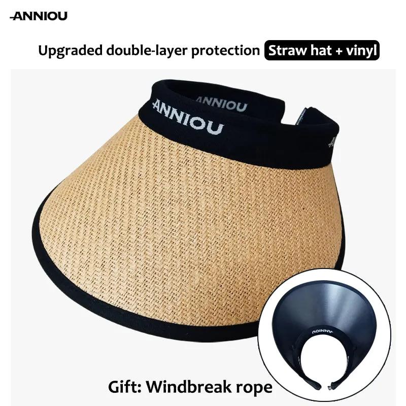 ANNIOU UV Protection Woven Straw Sun Visor
