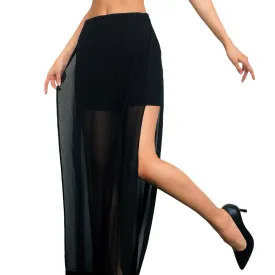 BCBG Sheer Paneled Maxi Skort (XS)
