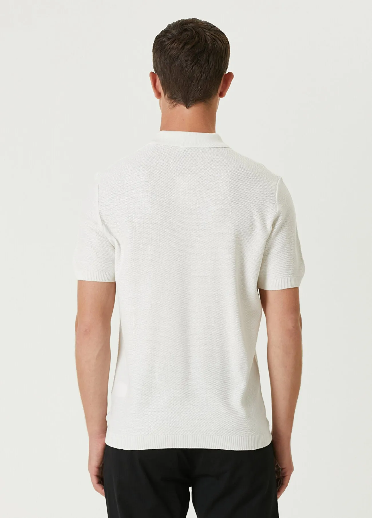 Beymen Club Men Polo Neck Textured Short Sleeve Knitwear White