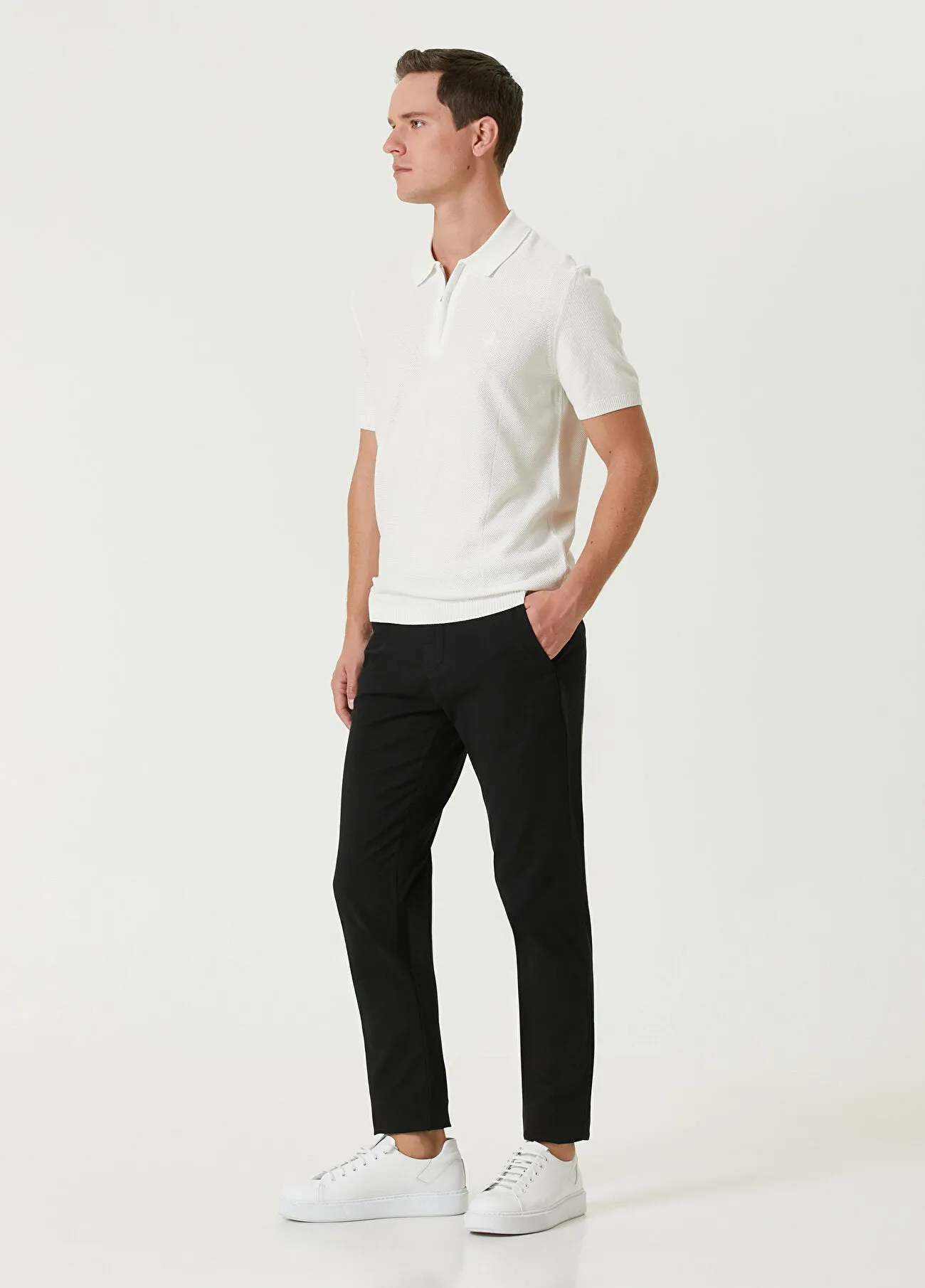 Beymen Club Men Polo Neck Textured Short Sleeve Knitwear White