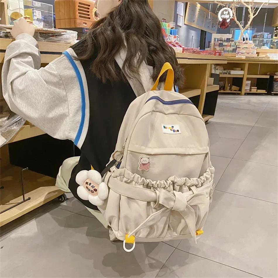 binfenxie Kawaii Women Backpacks Purses Preppy Style School Book Bag with Badge Travel Bag for Teen Girls Bagpack Large Capacity Rucksack