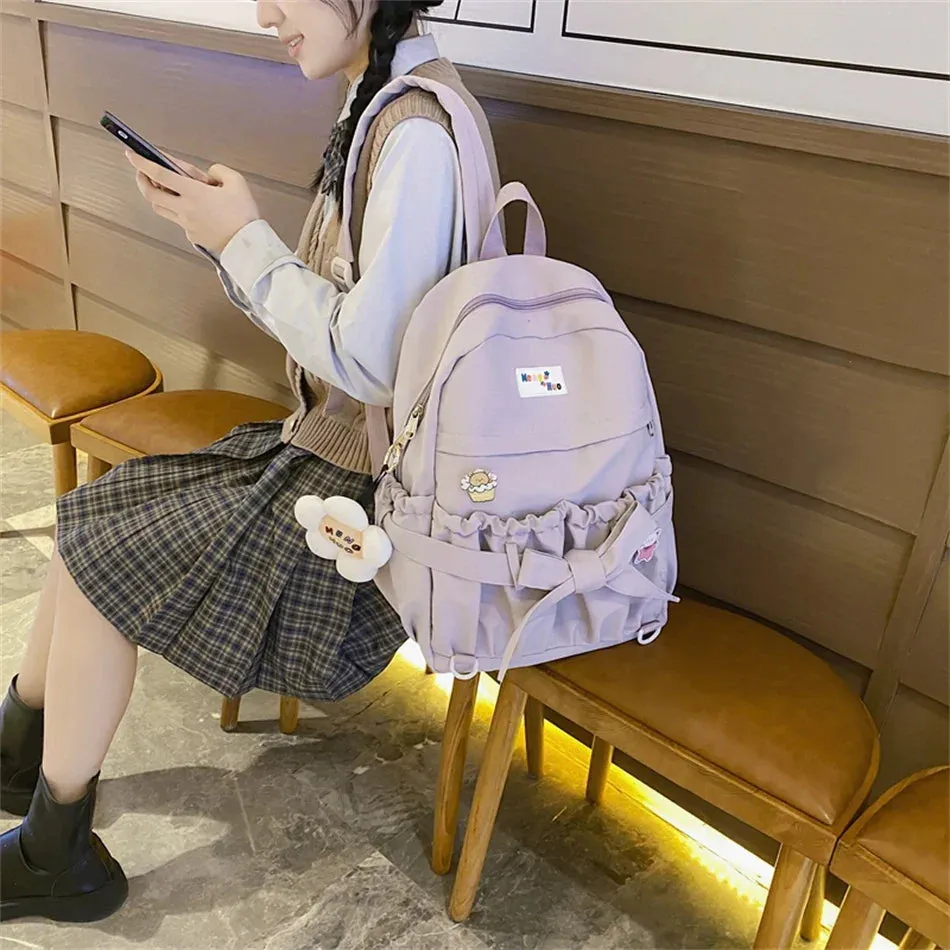 binfenxie Kawaii Women Backpacks Purses Preppy Style School Book Bag with Badge Travel Bag for Teen Girls Bagpack Large Capacity Rucksack