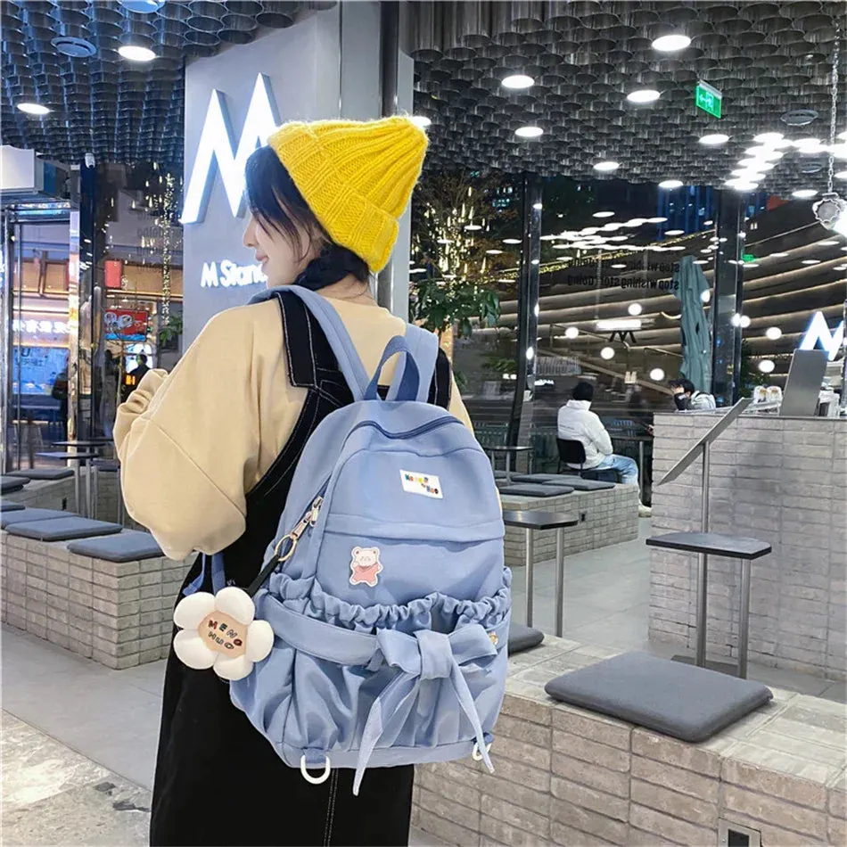 binfenxie Kawaii Women Backpacks Purses Preppy Style School Book Bag with Badge Travel Bag for Teen Girls Bagpack Large Capacity Rucksack
