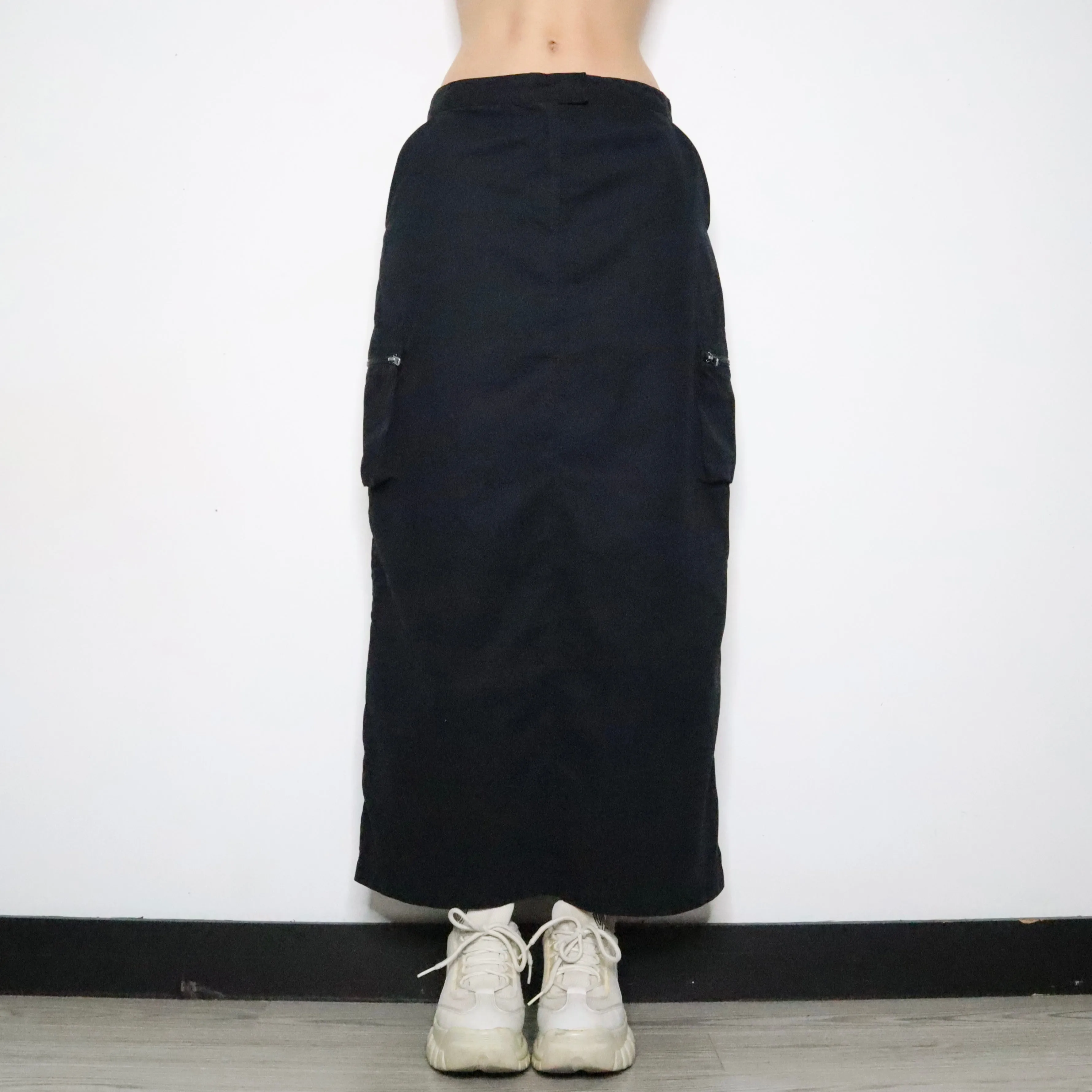 Black Cargo Maxi Skirt (Medium)