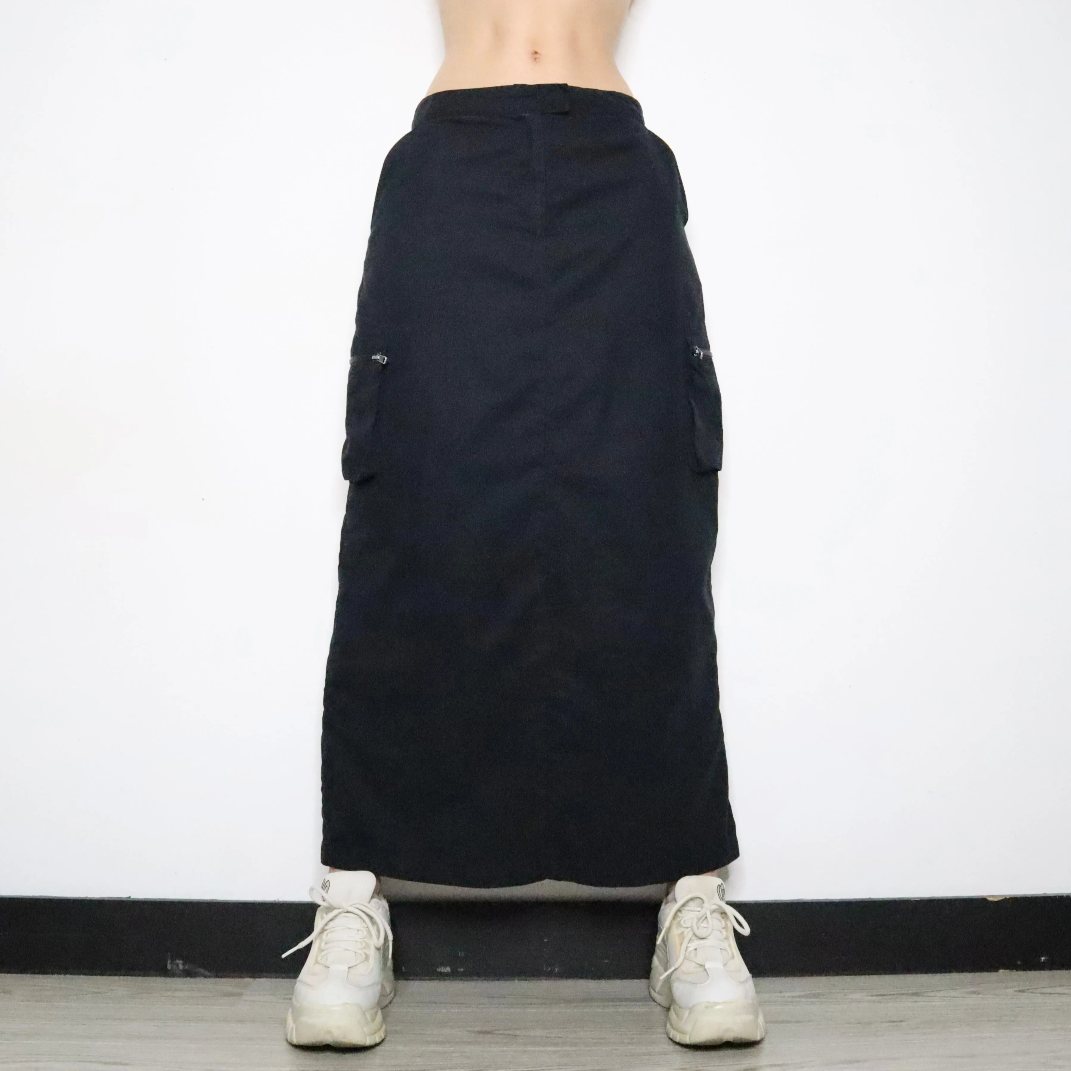 Black Cargo Maxi Skirt (Medium)