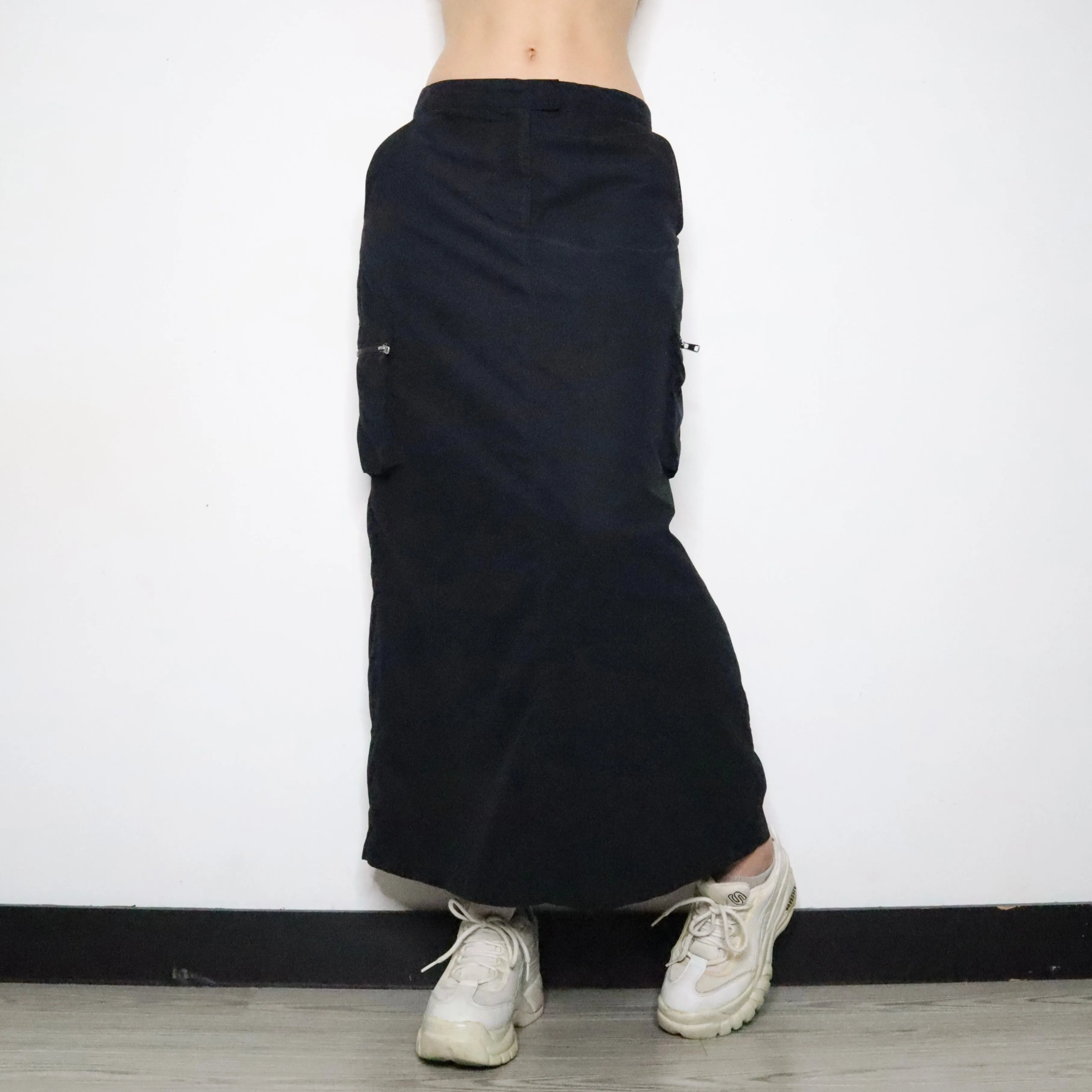Black Cargo Maxi Skirt (Medium)