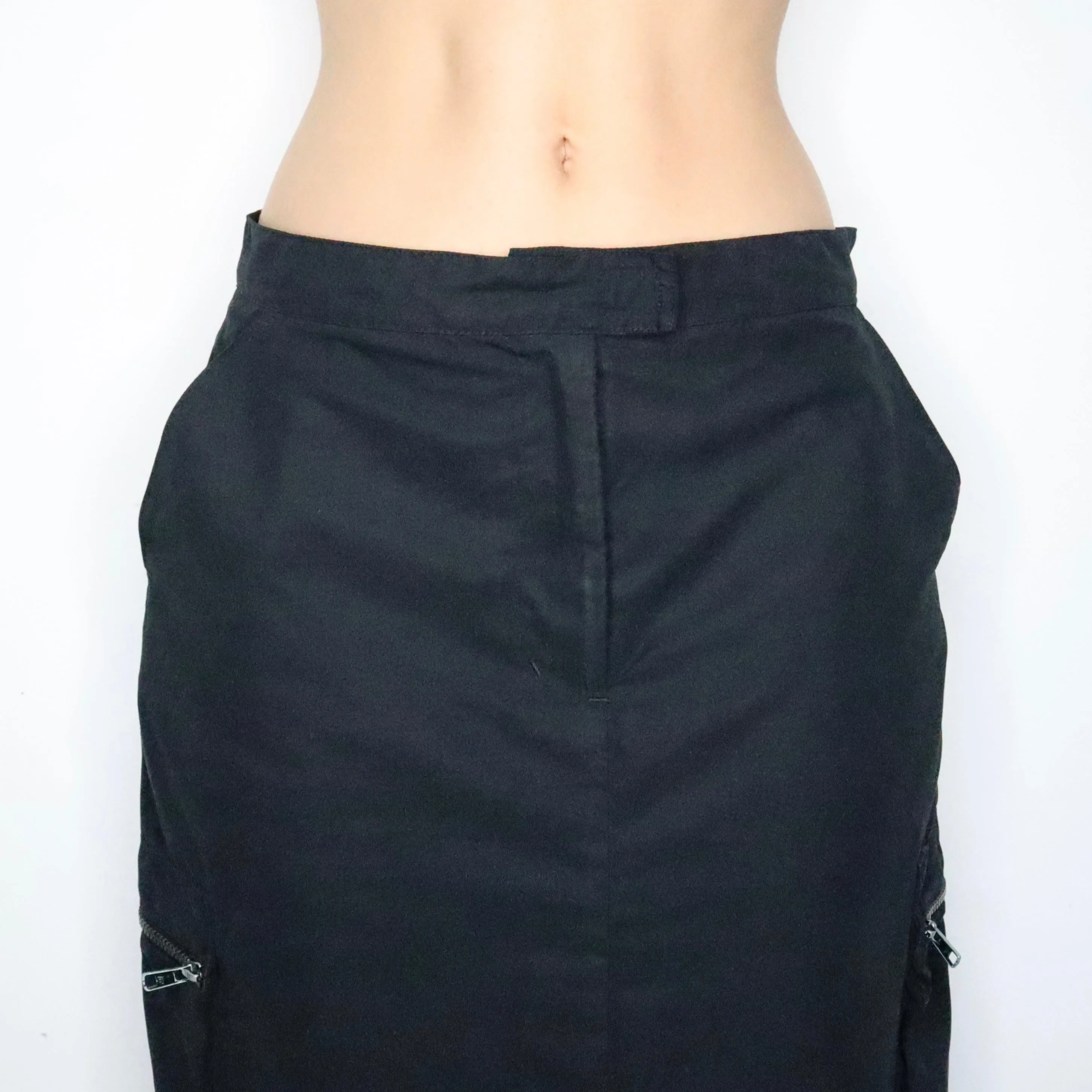 Black Cargo Maxi Skirt (Medium)