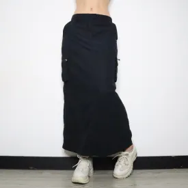 Black Cargo Maxi Skirt (Medium)