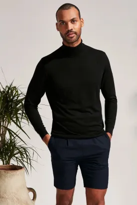 Black Silk and Cashmere Turtleneck Utku Men's Knitwear