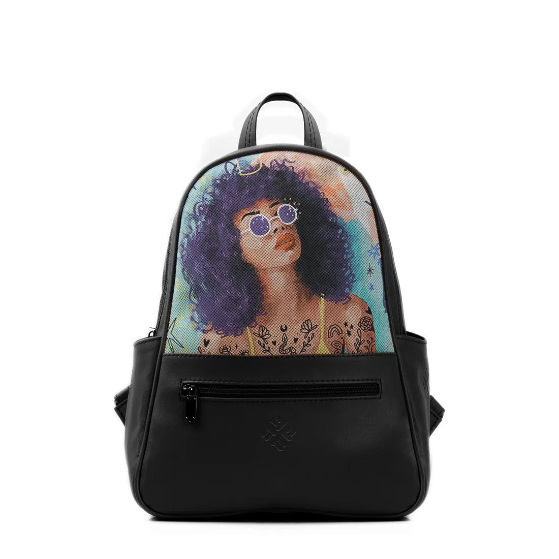 Black Vivid Backpack Flamingo Queen