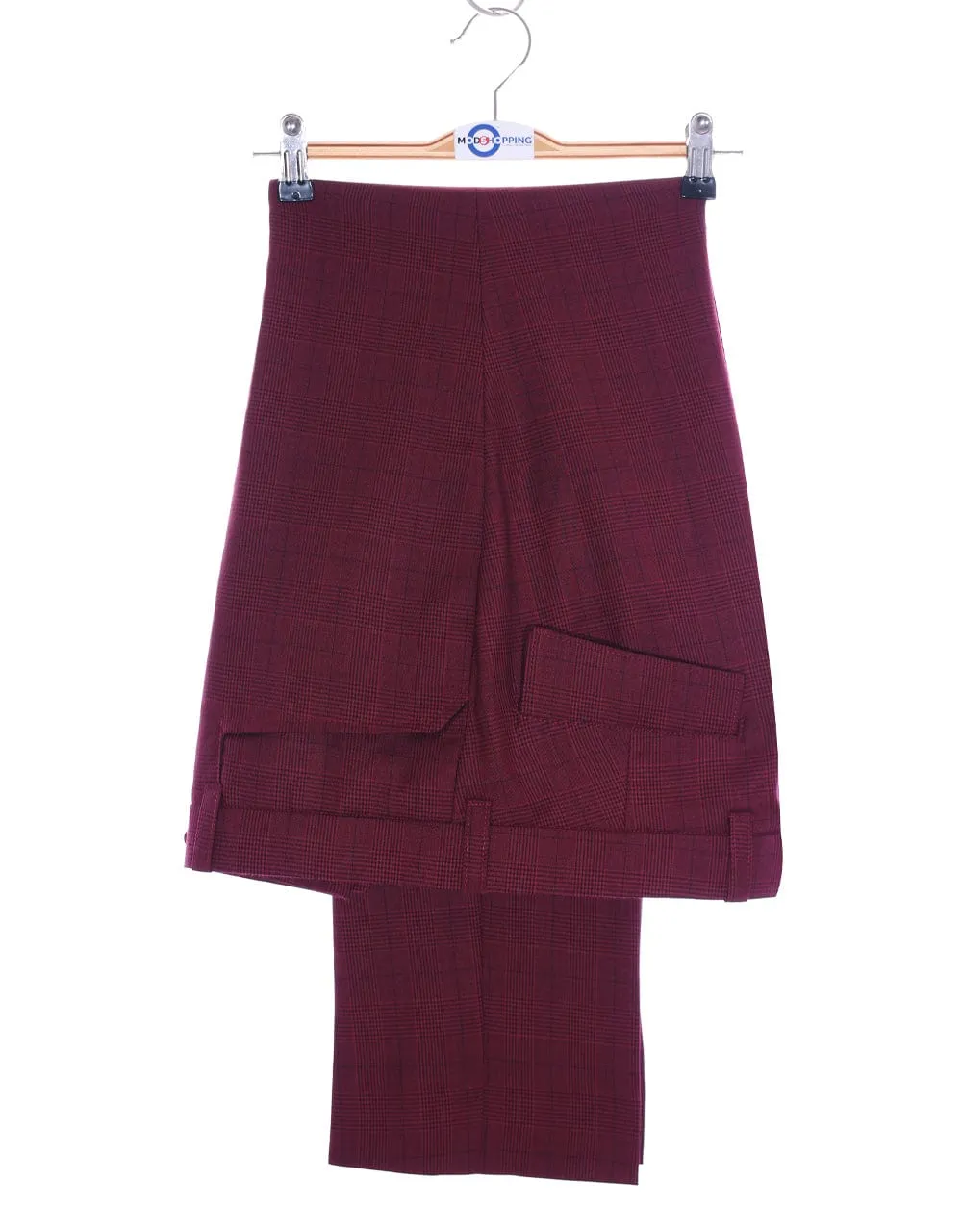 Burgundy Prince Of Wales Check Suit