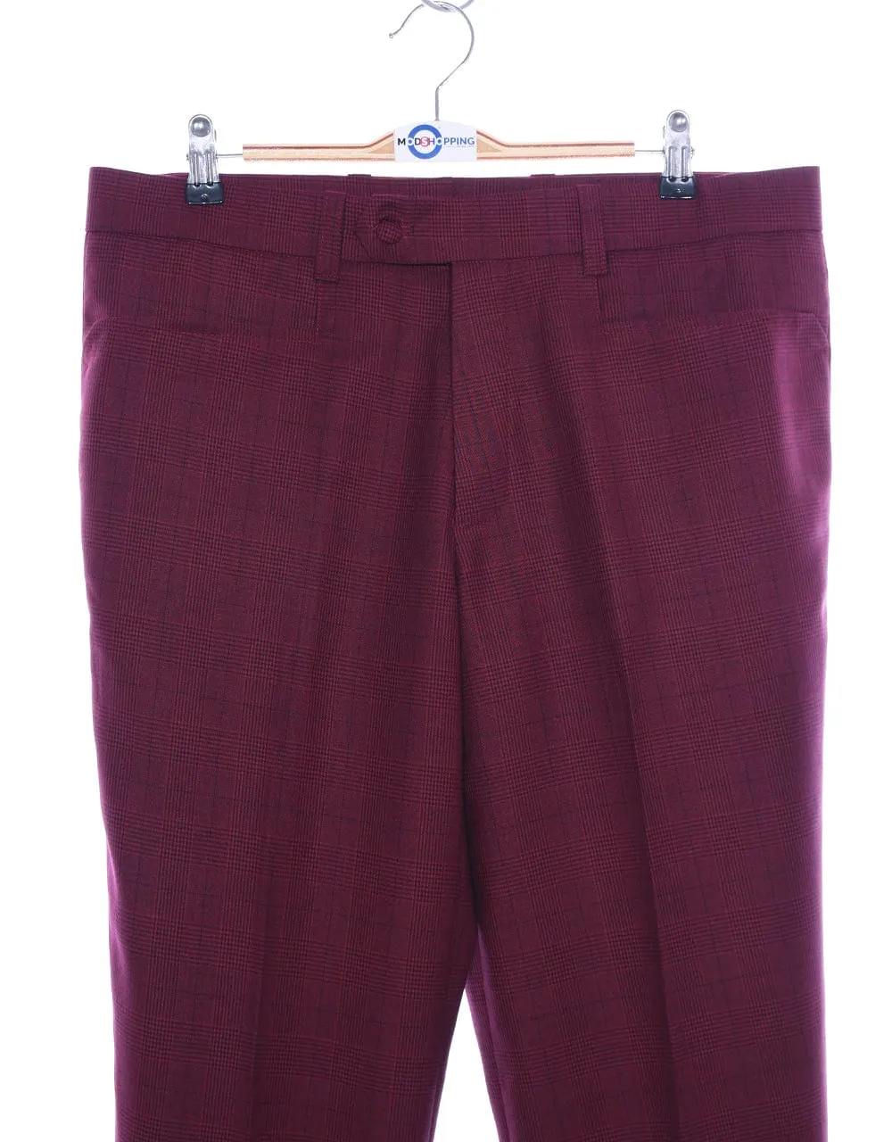 Burgundy Prince Of Wales Check Suit
