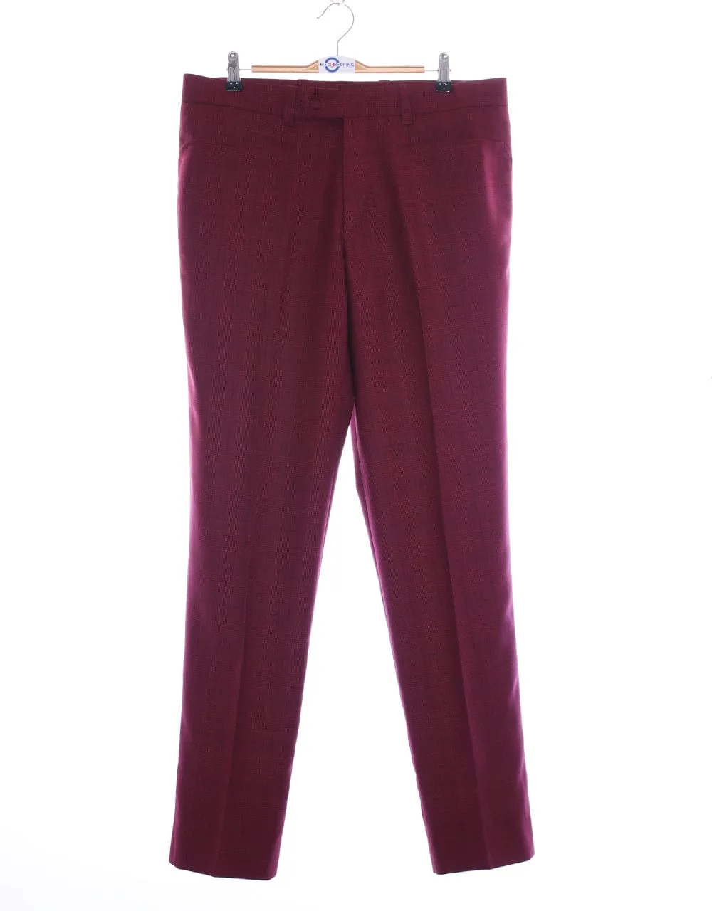 Burgundy Prince Of Wales Check Suit
