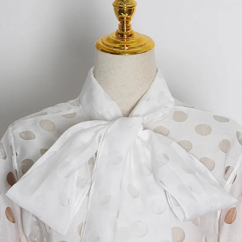 Casual Ruched Women's Blouses Bow Collar Lantern Long Sleeve Lace Up Shirts For Female Fashion Clothing