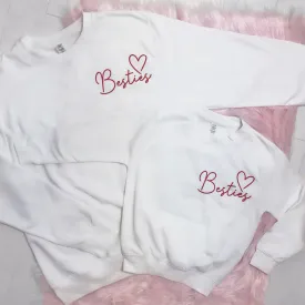 CLR Besties Mini Logo Mum & Kid Matching WHITE Sweaters (MRK X)