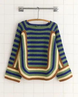 Crochet Four-Stripe Sweater - Green