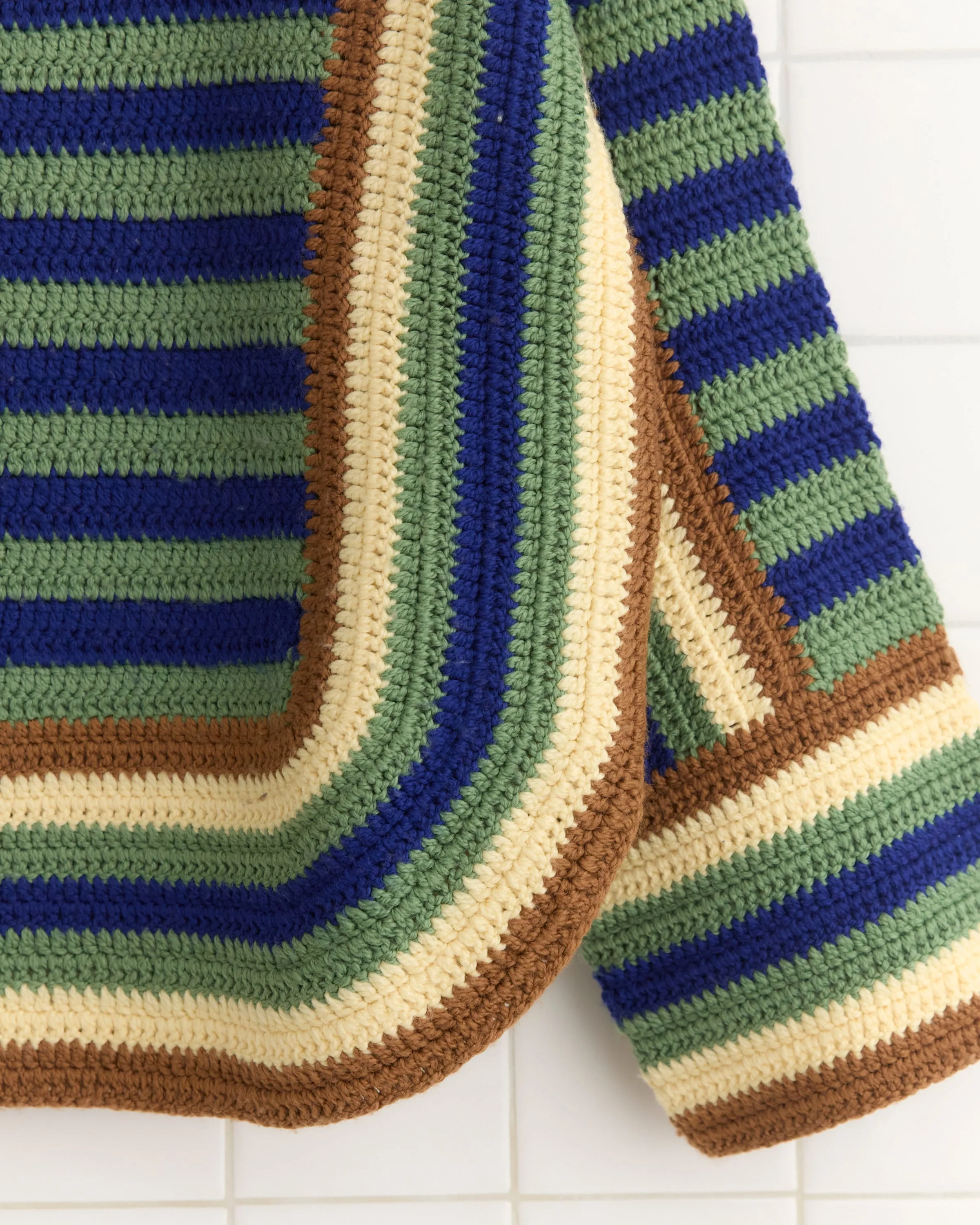 Crochet Four-Stripe Sweater - Green