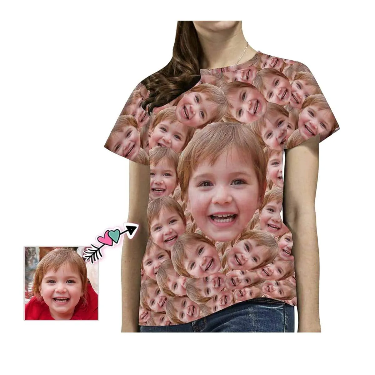 Custom Daughter Face Smash Tee Women's All Over Print T-shirt Design Your Own Shirts Gift for Mother's Day