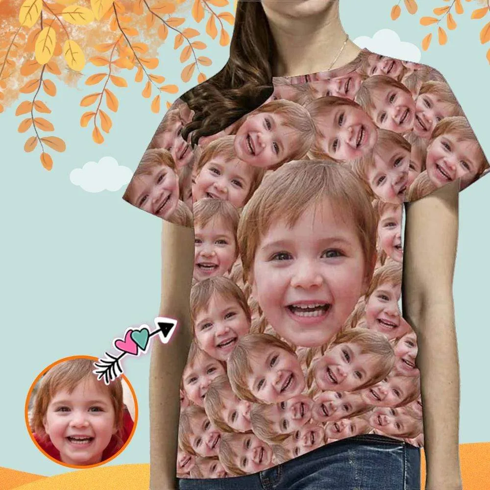 Custom Daughter Face Smash Tee Women's All Over Print T-shirt Design Your Own Shirts Gift for Mother's Day