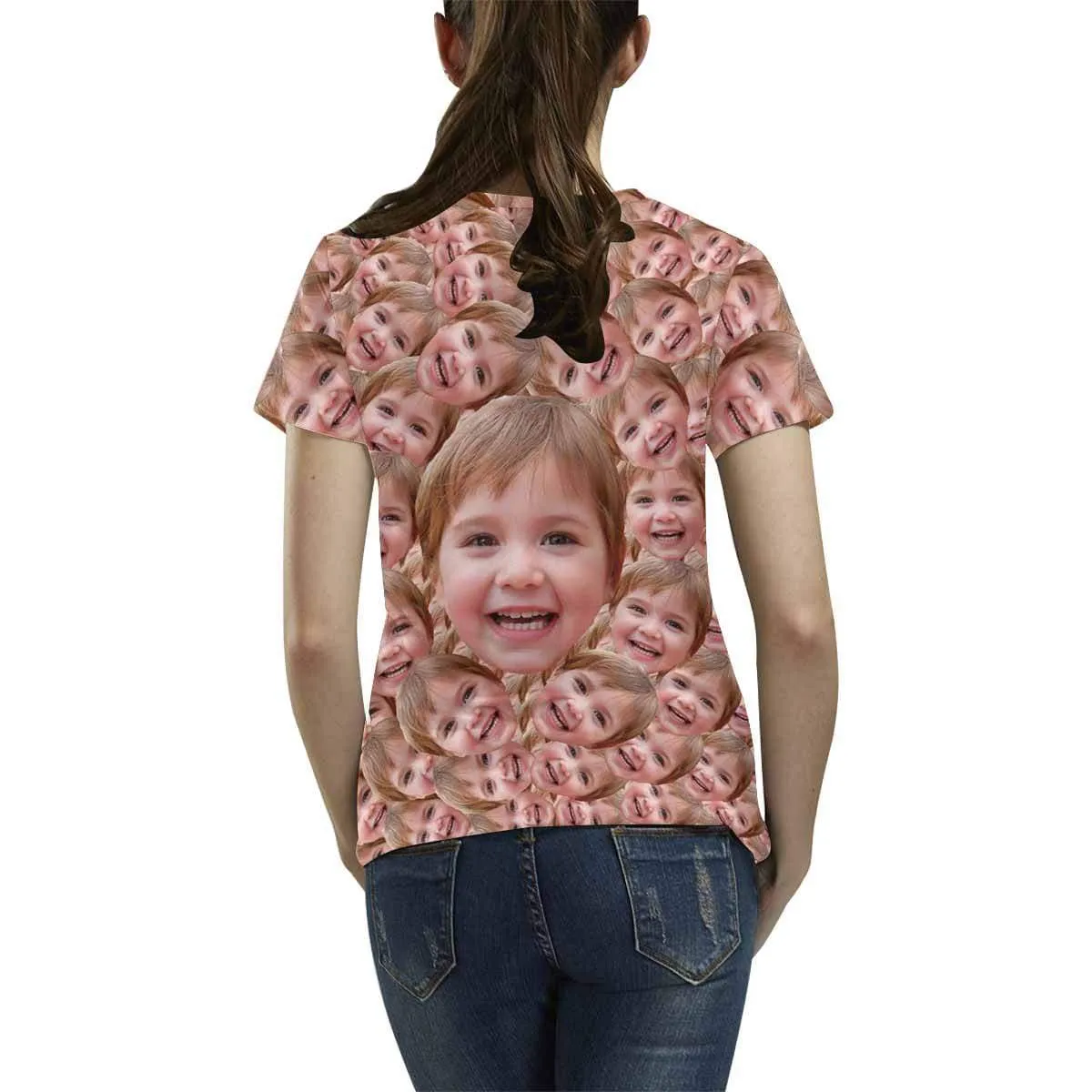 Custom Daughter Face Smash Tee Women's All Over Print T-shirt Design Your Own Shirts Gift for Mother's Day
