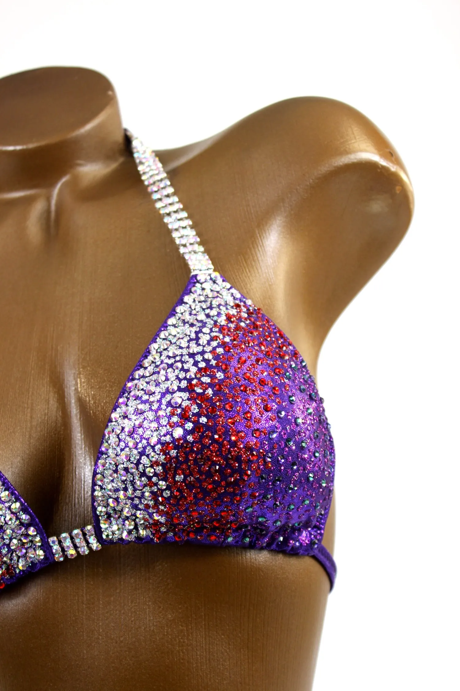 Deep Purple/Red Metallic Spandex Bikini Suit