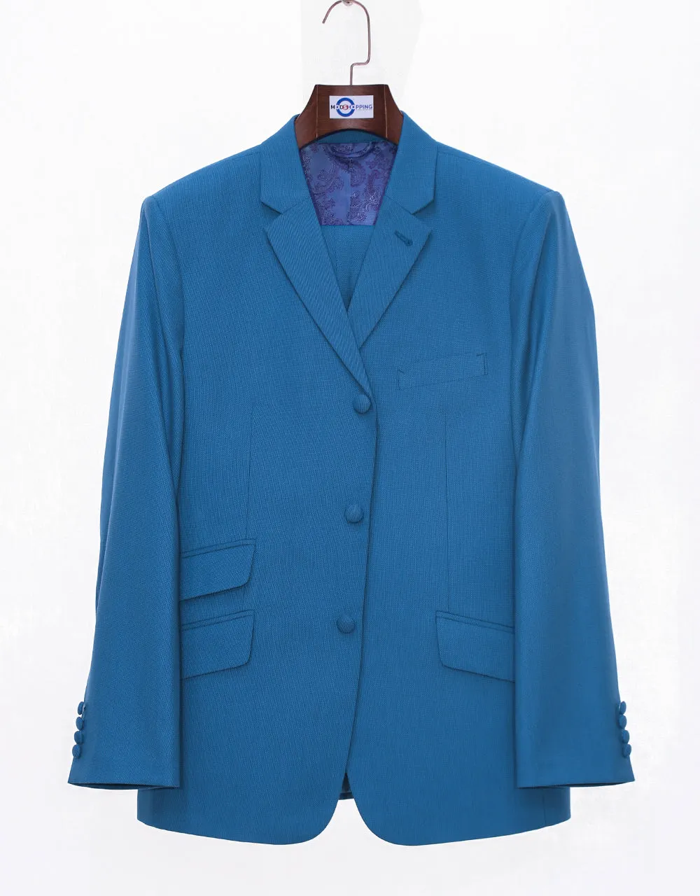 Deep Sky Blue Birdseye Suit
