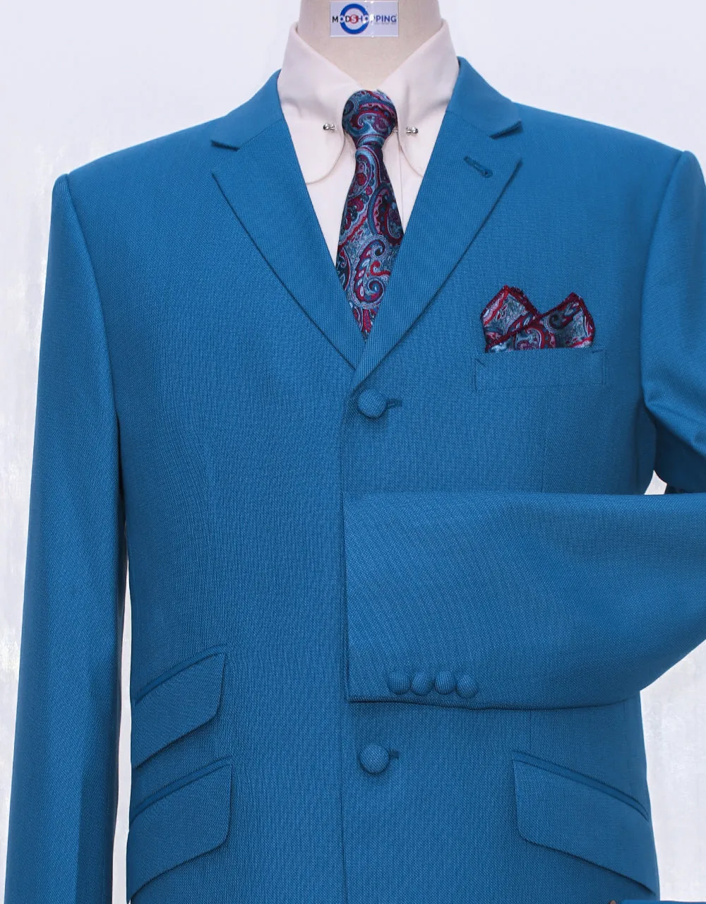 Deep Sky Blue Birdseye Suit