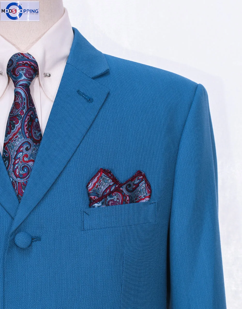 Deep Sky Blue Birdseye Suit