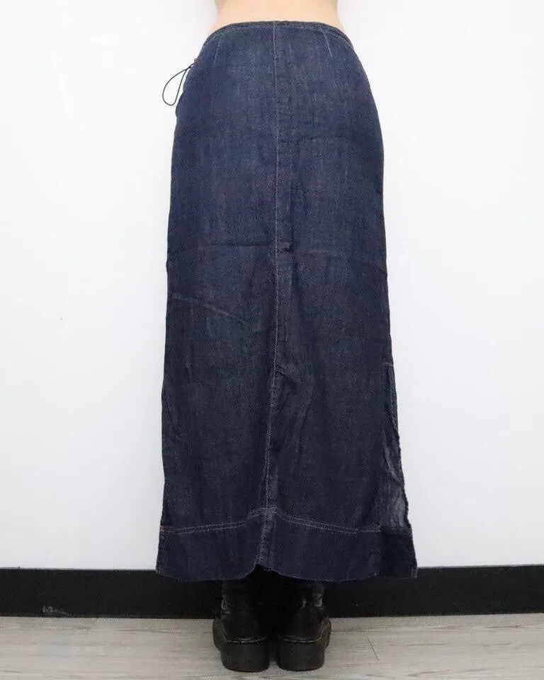Denim Cargo Maxi Skirt (S-M)