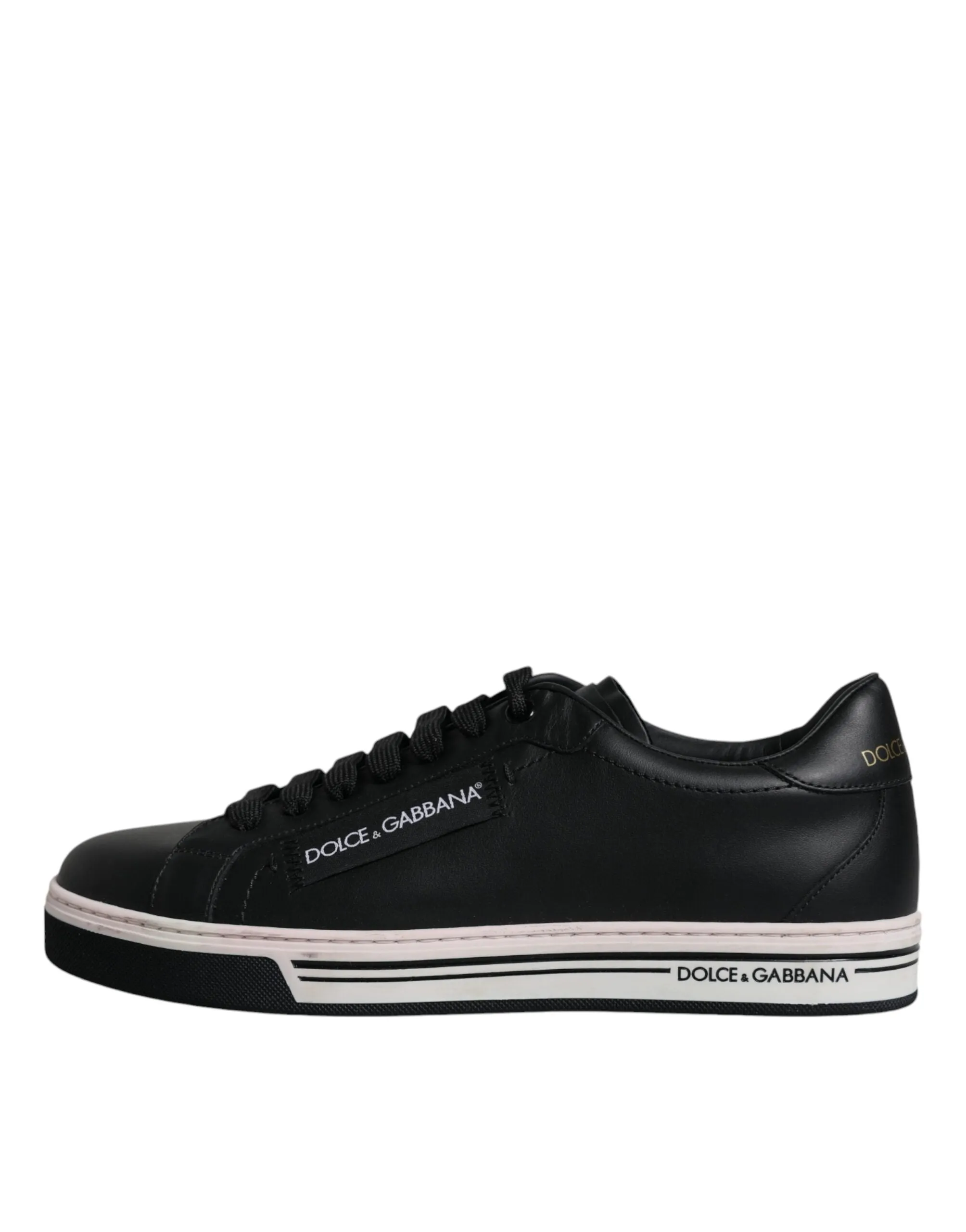 Dolce & Gabbana Black Leather Low Top Herre Sneakers Shoes