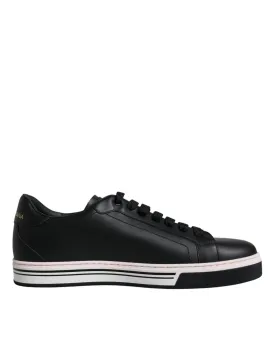 Dolce & Gabbana Black Leather Low Top Herre Sneakers Shoes