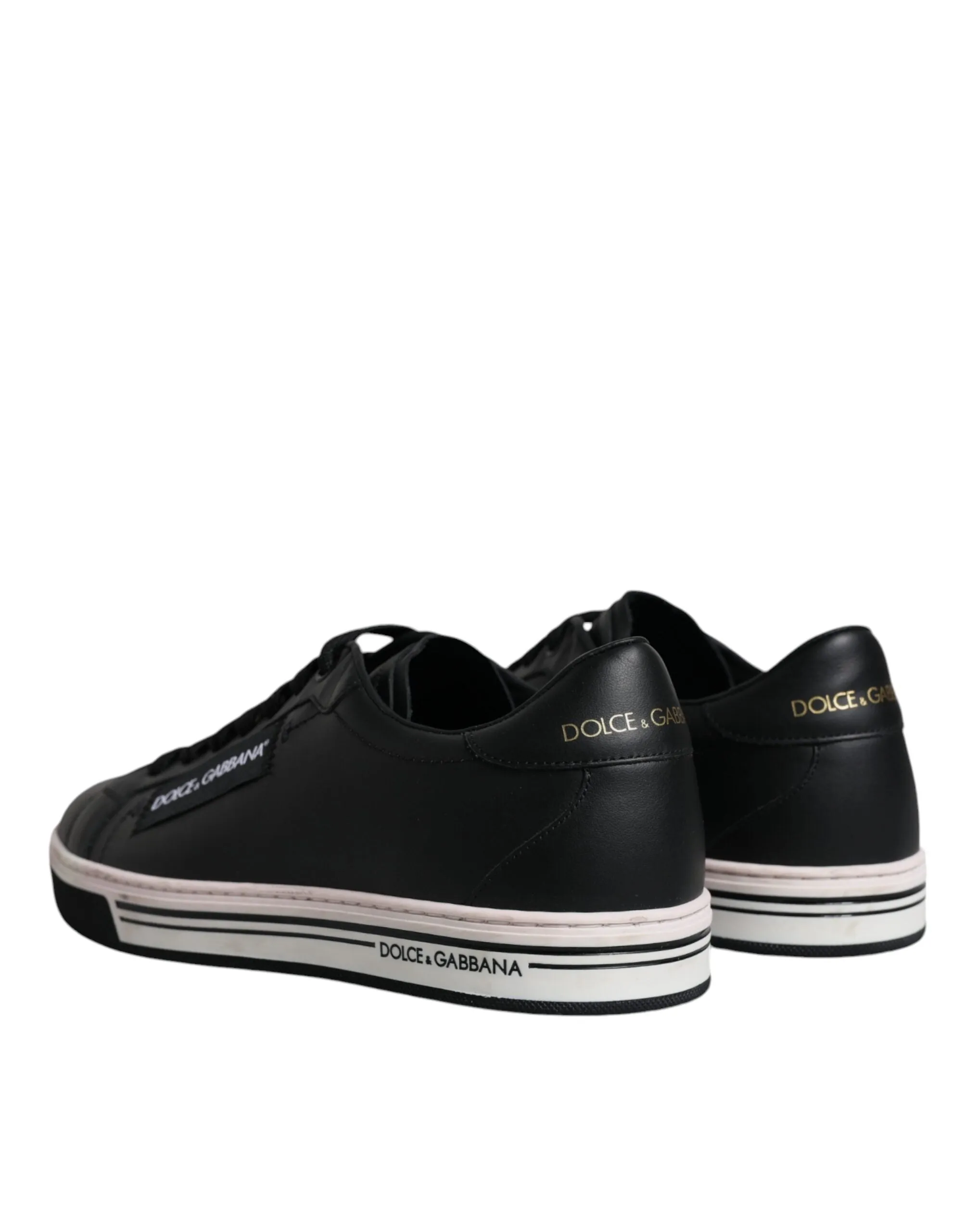 Dolce & Gabbana Black Leather Low Top Herre Sneakers Shoes