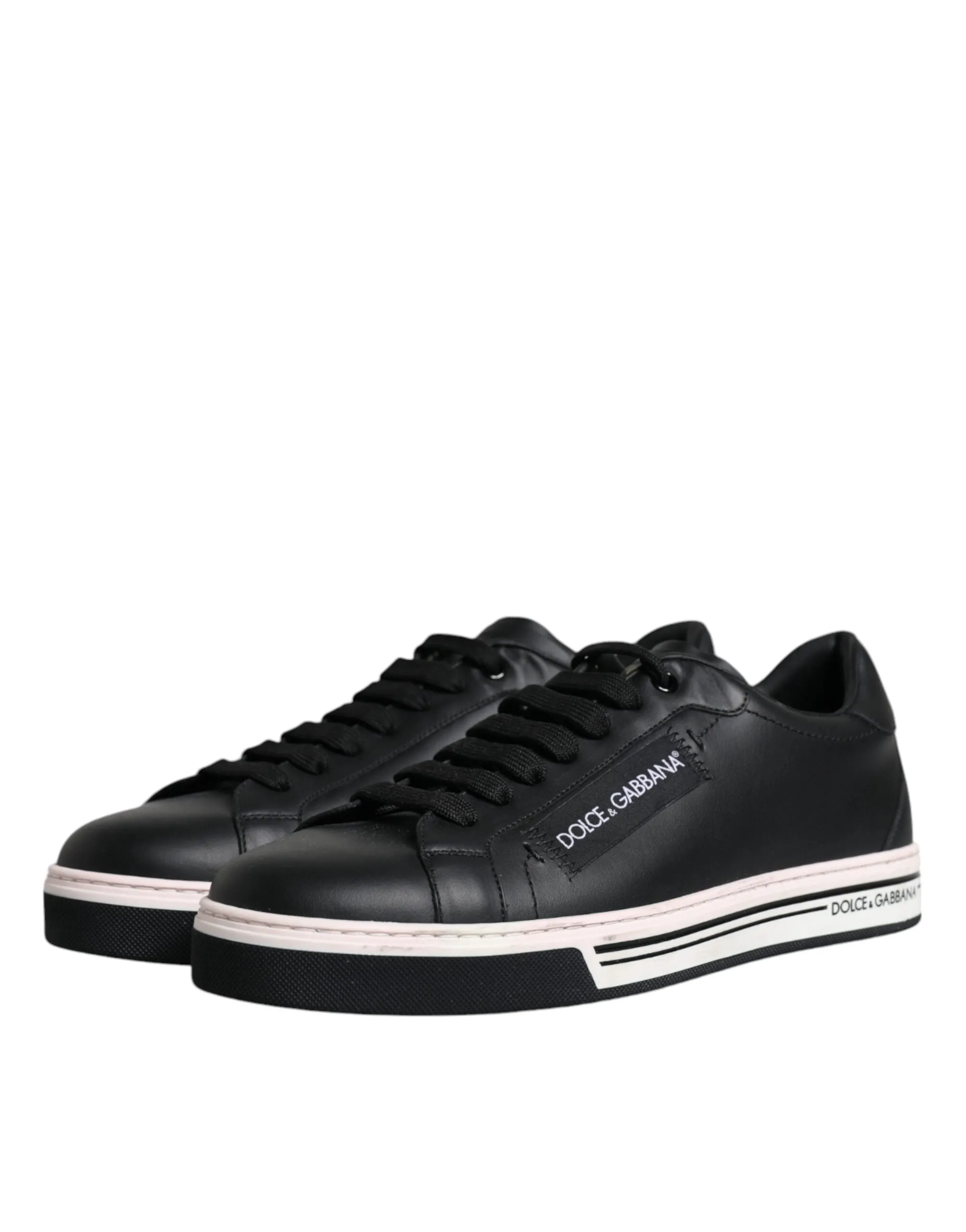 Dolce & Gabbana Black Leather Low Top Herre Sneakers Shoes