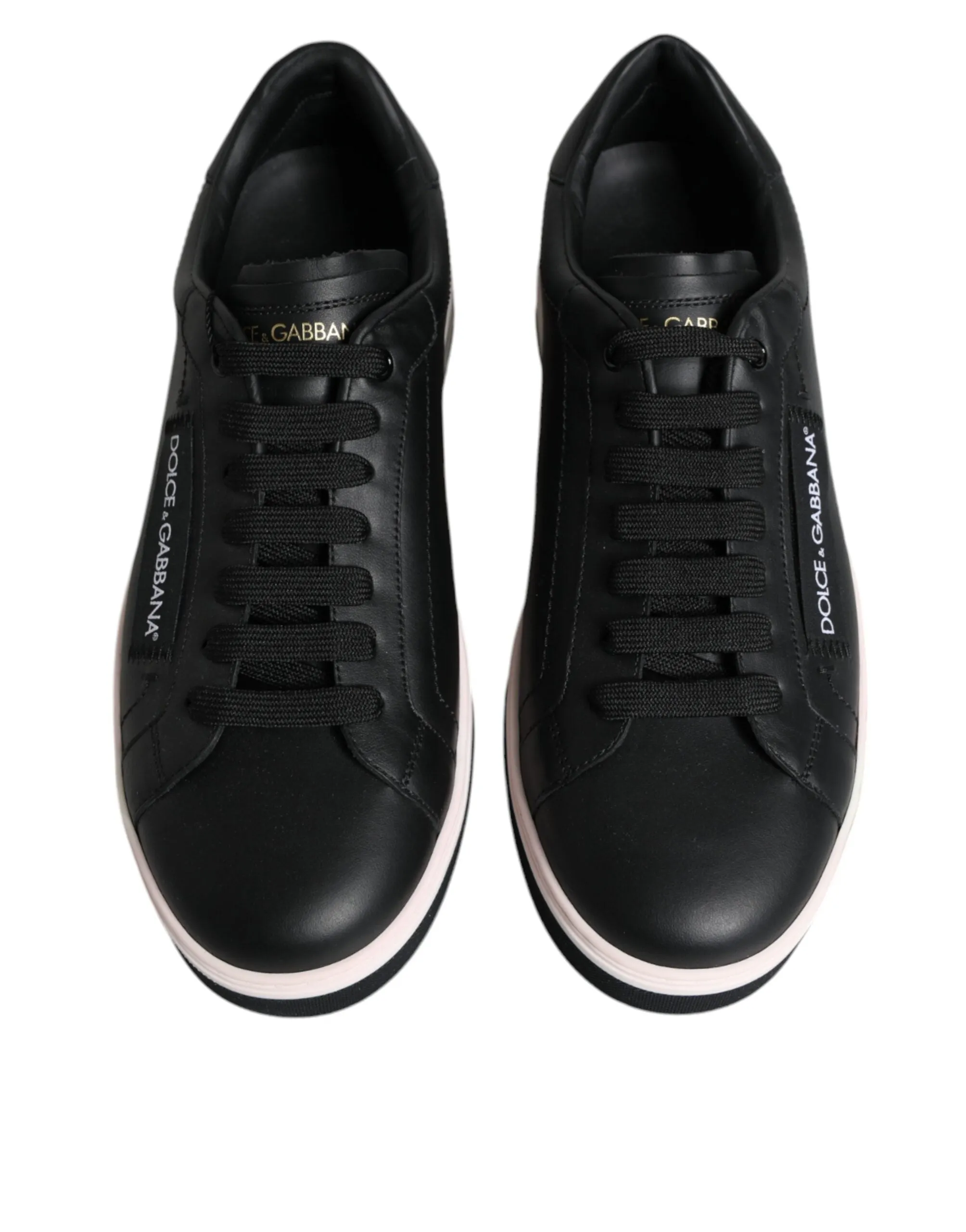 Dolce & Gabbana Black Leather Low Top Herre Sneakers Shoes