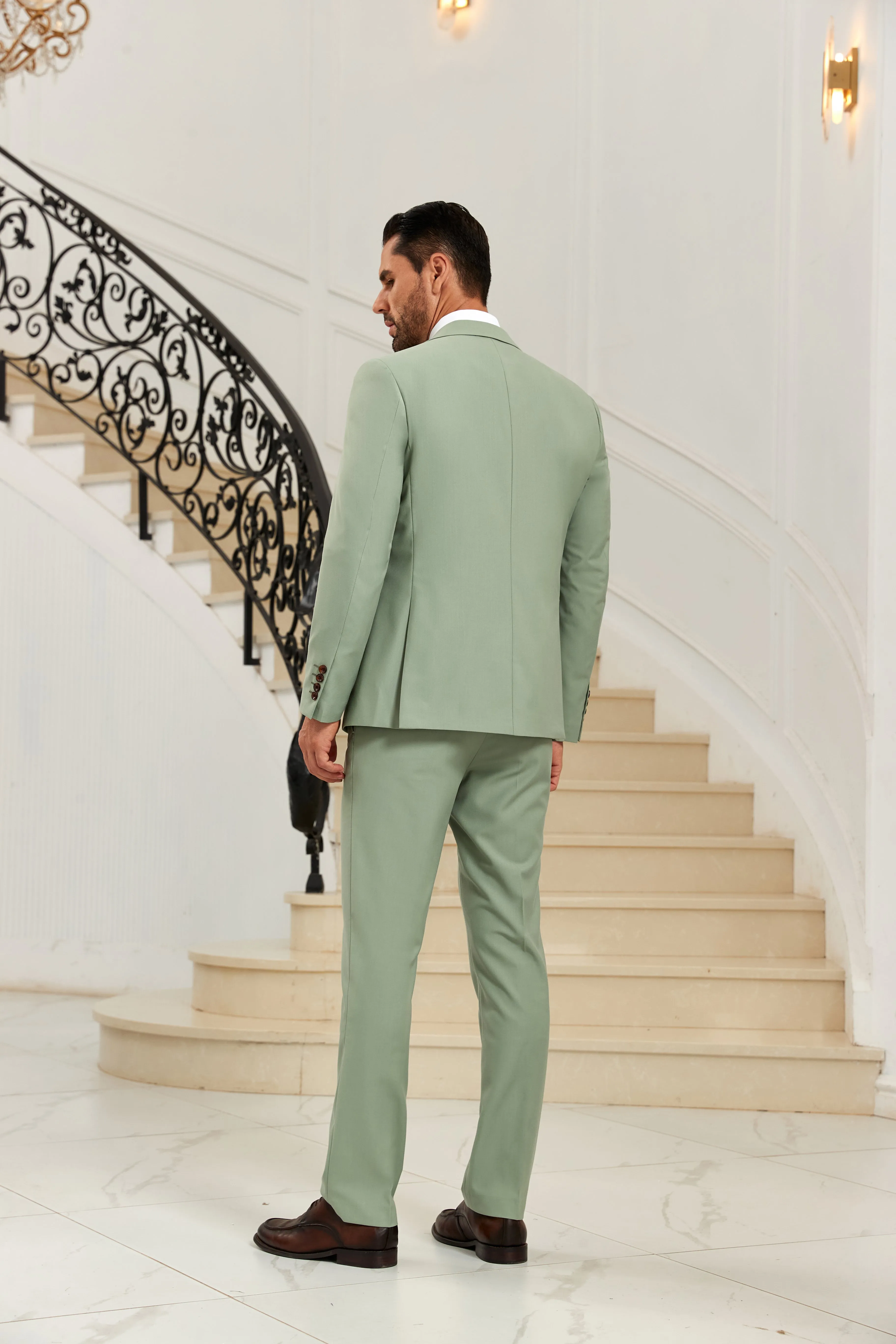 Elegant Modern Peak Lapel 3 Pieces Men Suits 2589