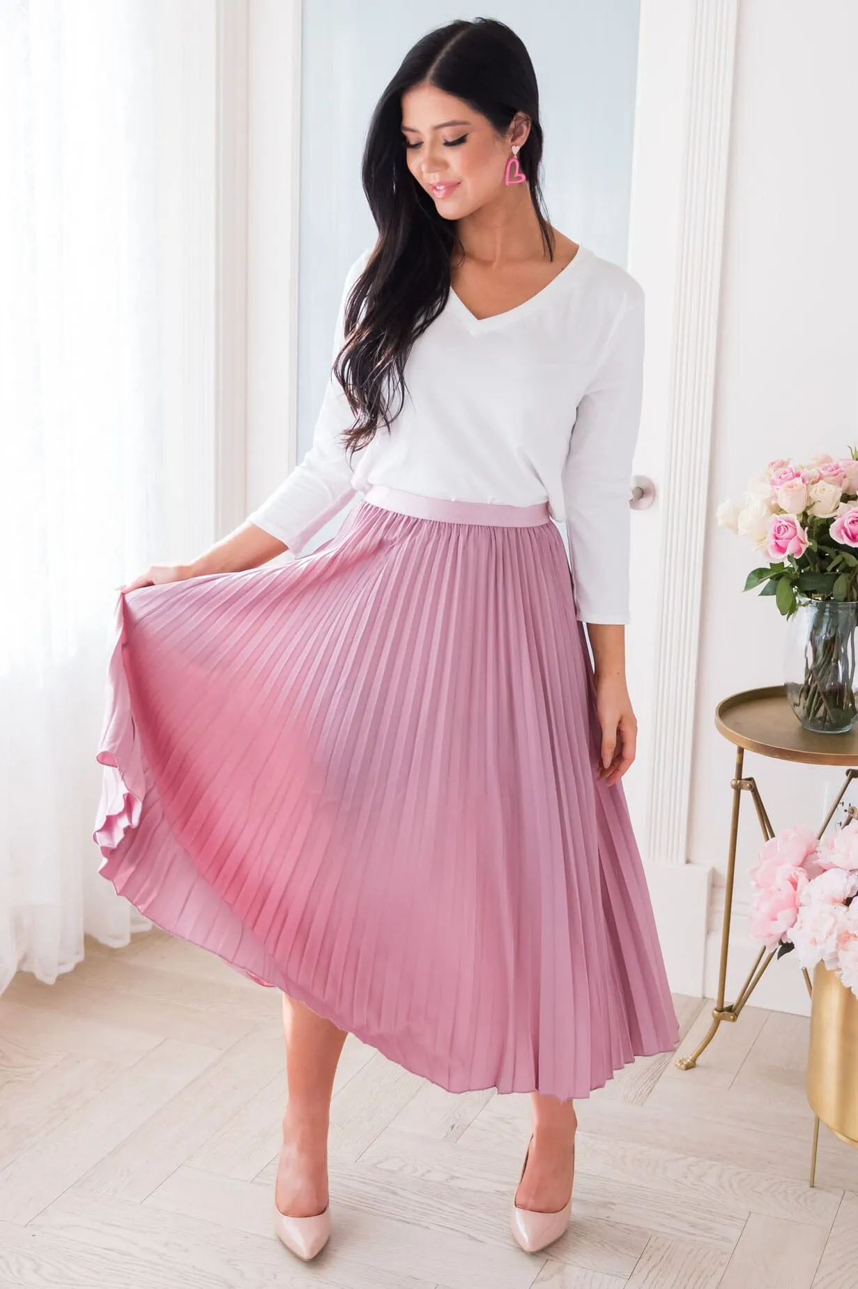 Filled With Happiness Modest Pleat Skirt