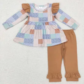 GLP0910 baby girl lattice long sleeve Set