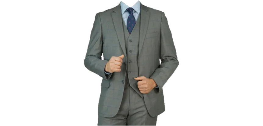 Grey Blue Windowpane Suit