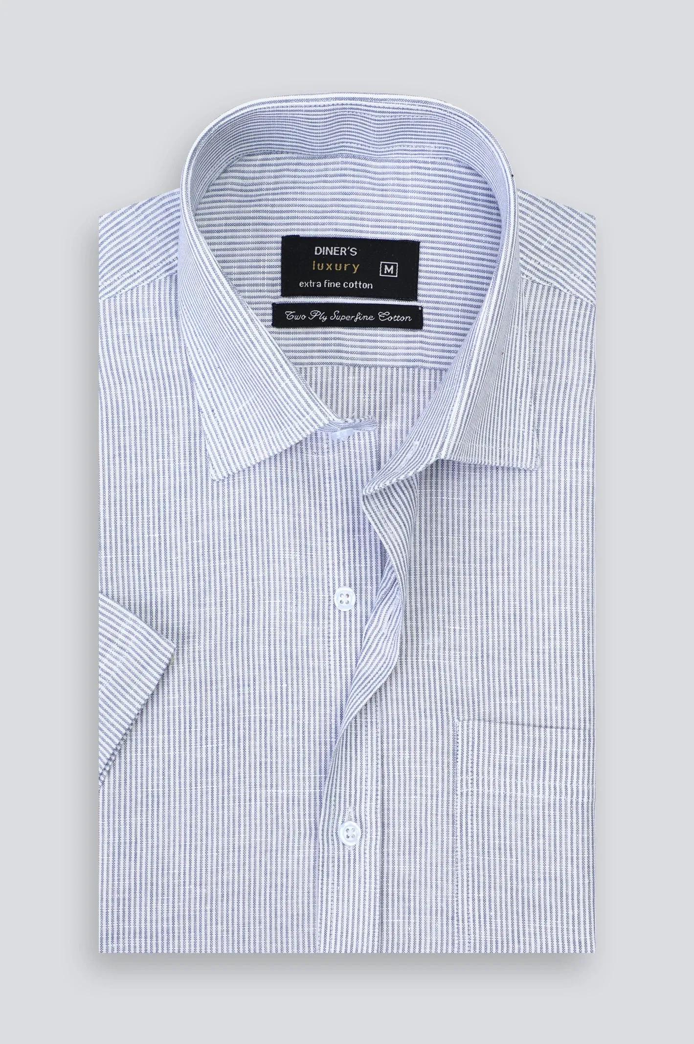 Grey Self Textured Formal Shirt (Half Sleeves)