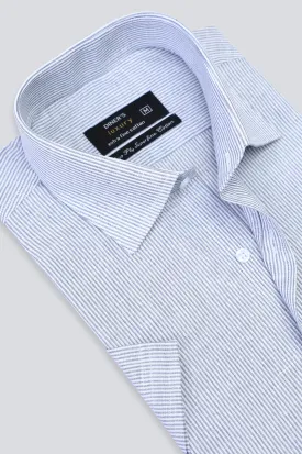 Grey Self Textured Formal Shirt (Half Sleeves)